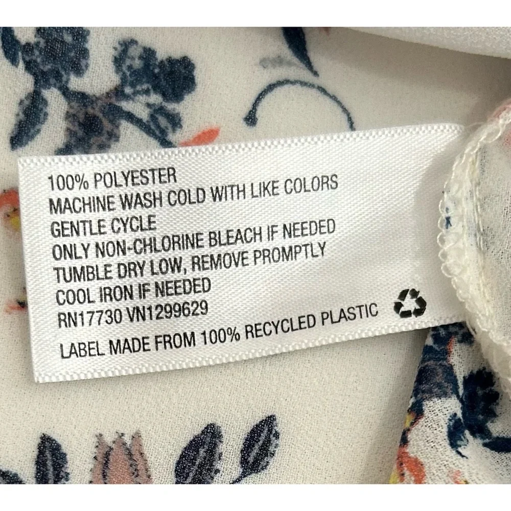Knox Rose Small White Multicolor Floral Boho Peasant Tie Front Blouse